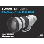 Canon Ultrasonic EF400mm f 2.8L IS III USM manual cover