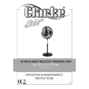 Clarke 3231525 CPF18B 18 Inch High Velocity Pedestal Fan manual cover