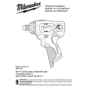 Milwaukee M12 2401-20 Screwdriver manual cover