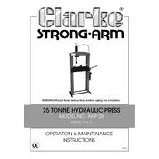 Clarke 7615115 AHP26 26 Tonne Hydraulic Press manual cover