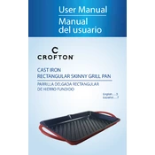 Crofton 57755 Cast Iron Rectangular Skinny Grill Pan Red manual cover