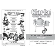 Clarke 3400850 CCM50 30 Litre Mini Cement Mixer manual cover