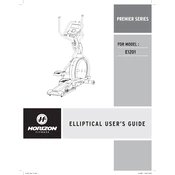 Horizon Fitness E1201 2009 Elliptical manual cover