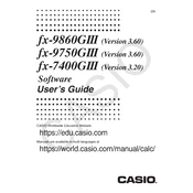 Casio fx-9750GIII Ver.3.60 Software Calculator manual cover