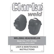 Clarke 6000684 PTF1 Welding Headshield manual cover