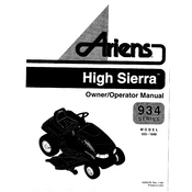 Ariens High Sierra 934023 1995 Tractor manual cover