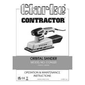 Clarke 6462056 CON320 Orbital Sander manual cover