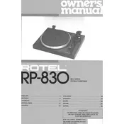 Rotel RP-830 Turntable manual cover