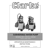 Clarke 7230582 CSV1A Submersible Water Pump manual cover