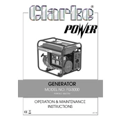 Clarke 8857700 FG3000 Generator manual cover