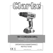 Clarke 6479531 CON18LiC 18V Cordless Drill manual cover