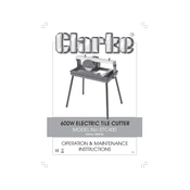 Clarke 3400748 ETC400 600W Electric Tile Cutter manual cover