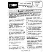 Toro Recycler 21-inch 20320 Mower manual cover