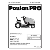 Poulan Pro PBGTE Tractor manual cover