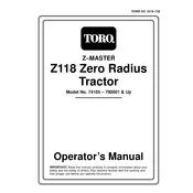 Toro Z Master Z118 Zero Radius 74105 Tractor manual cover