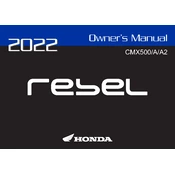 Honda CMX500 Rebel 500 2022 Motorcycle manual cover