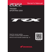 Honda TRX250X Sportrax 250X 2022 ATV manual cover