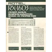 Rotel RX-1603 Receiver manual cover