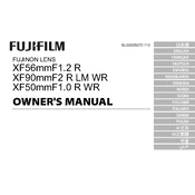 Fujifilm X-Mount Prime XF50mmF1.0 R WR Lens manual cover