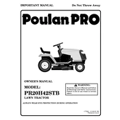 Poulan Pro PR20H42STB Tractor manual cover