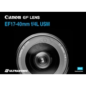 Canon Ultrasonic EF17-40mm f 4L USM manual cover