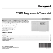 Honeywell CT3200 Thermostat manual cover