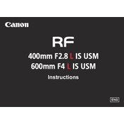 Canon RF 400mm F2.8 L IS USM manual cover