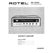 Rotel RX-400A Receiver manual cover