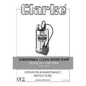 Clarke 7230097 CWP1000A Submersible Clean Water Pump manual cover