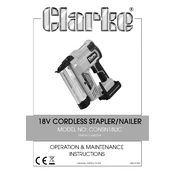 Clarke 6487058 CONSN18LIC 18V Cordless Stapler Nailer manual cover