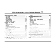 Chevrolet Astro 2003 manual cover