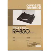 Rotel RP-850 Turntable manual cover