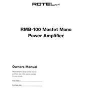 Rotel RMB-100 Amplifier manual cover