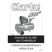 Clarke 2225075 Ranger 54 Oil Free Air Compressor manual cover