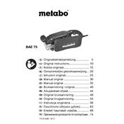 Metabo BAE 75 Sander manual cover