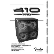 Fender 410 Pro SL Bass Loudspeaker Enclosure 2217000000 Speaker manual cover