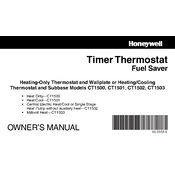 Honeywell CT1500 Thermostat manual cover