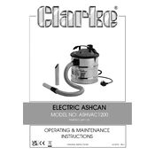 Clarke 6471133 ASHVAC 1200 Electric Ashcan manual cover