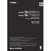 Yamaha PSR-S750 Keyboard manual cover