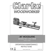 Clarke 6500687 CWL1000B 40 Inch Woodlathe manual cover