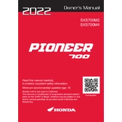 Honda Pioneer SXS700 M2 2022 UTV manual cover