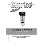 Clarke 3120197 CAT180 Coalescing Air Filter manual cover