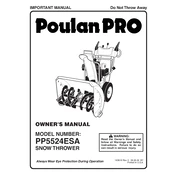 Poulan Pro PP5524ESA Snow Thrower manual cover