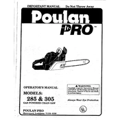 Poulan Pro 305 Chainsaw manual cover