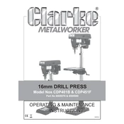 Clarke 6505570 CDP491B 16mm Drill Press manual cover