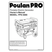 Poulan Pro PPG6000 Generator manual cover