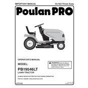 Poulan Pro PB19546LT Tractor manual cover