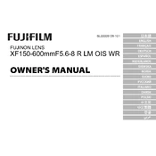 Fujifilm X-Mount Zoom XF150-600mmF5.6-8 R LM OIS WR Lens manual cover