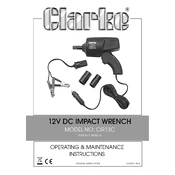 Clarke 4500610 CIR13C 12V DC Impact Wrench manual cover