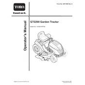 Toro GT2200 14AQ81RP748 Tractor manual cover